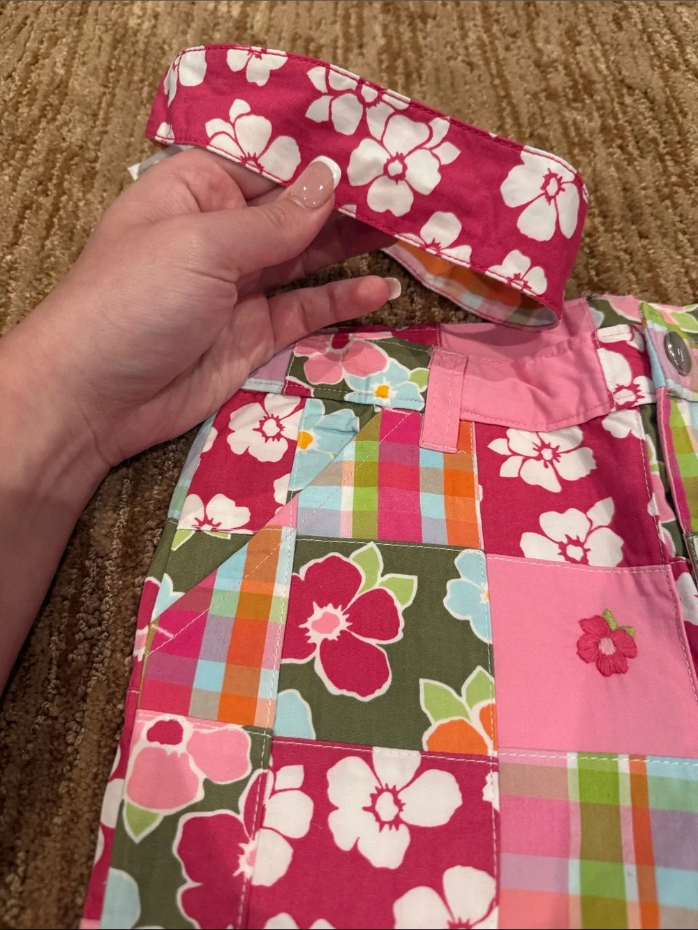Gymboree Pink Patchwork Floral Shorts with Matching Headband
